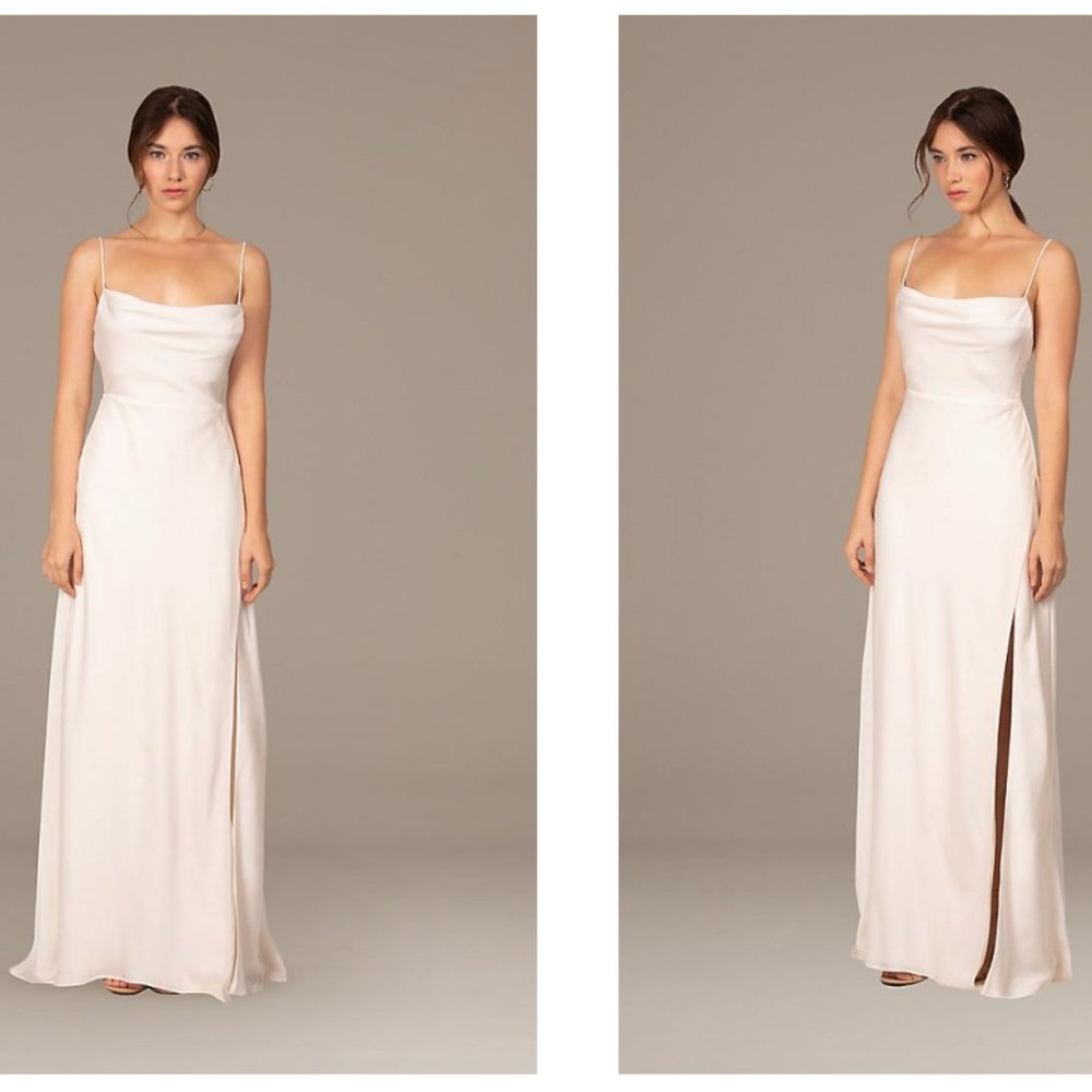 Fame & Partners Rosabel Cowl Neck Satin Gown with Spaghetti straps
